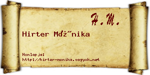 Hirter Mónika névjegykártya